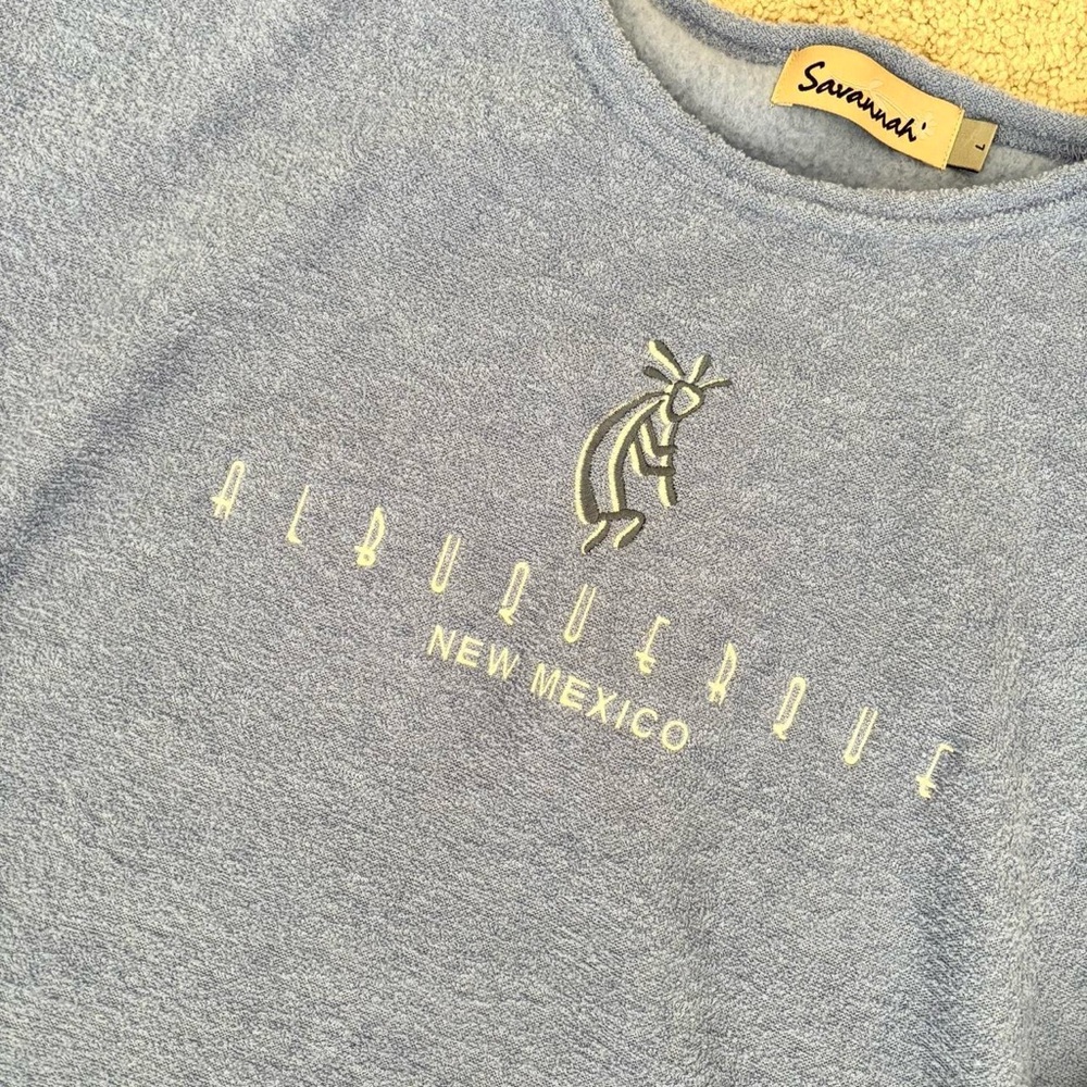 Vintage Albuquerque, New Mexico Blue Embroidered Crewneck Sweatshirt